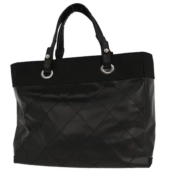 Chanel Coated Canvas Biarritz Quilted Tote Black - Picture 2 of 4